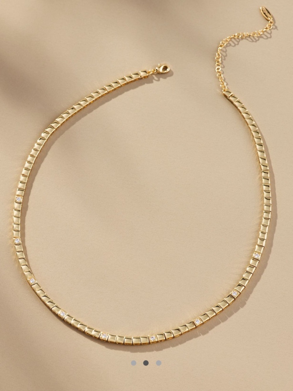 Anthropologie spaced crystal tennis necklace